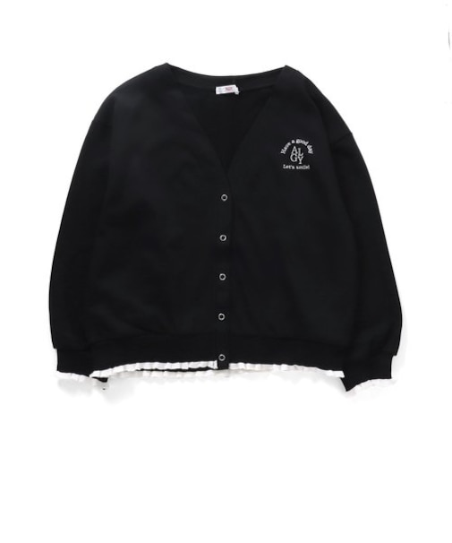 配色フリルリブカーデ