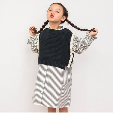 ニットベスト付シャツワンピース