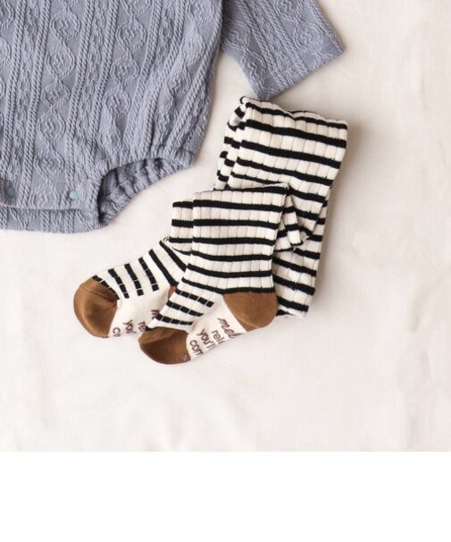 バイカラーワッフルタイツ