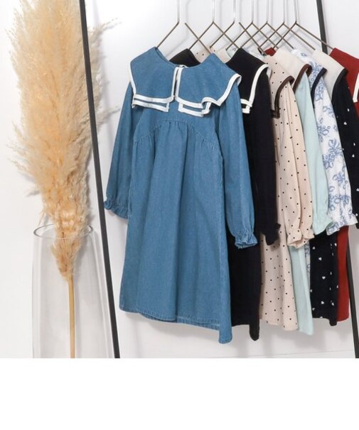 WEB限定  ラッフルベルスリーブワンピース