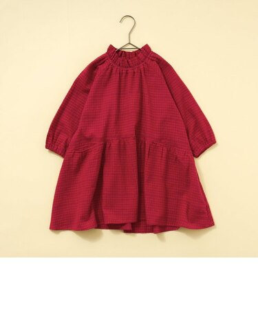 モックネック総柄ワンピース