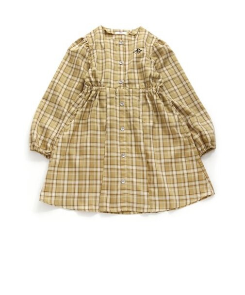 スクエアネック前ボタンワンピ