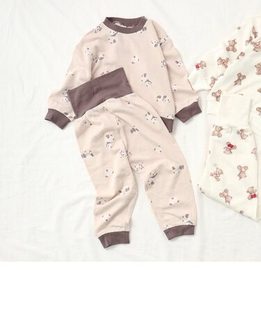 くま・パンダ柄パジャマ  10分丈