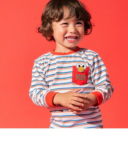 WEB限定  セサミストリート エルモポケットボーダーTシャツ