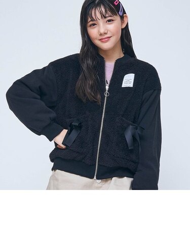 ボアドッキングフードレスパーカー