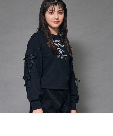 袖レースアップトレーナー