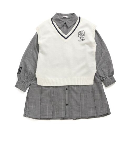 ニットベスト＆シャツワンピセット