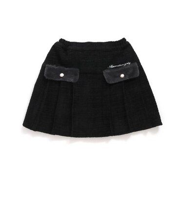 ファーフラップツイードプリーツスカート