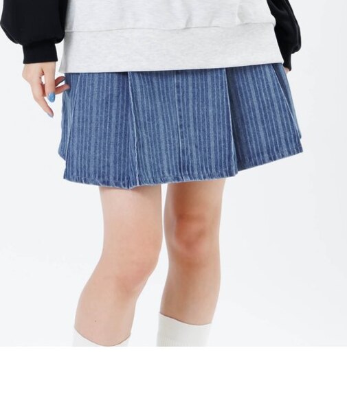 デニムプリーツスカパン