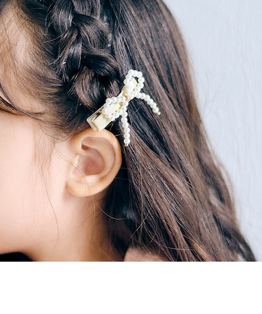 パールリボンヘアクリップセット