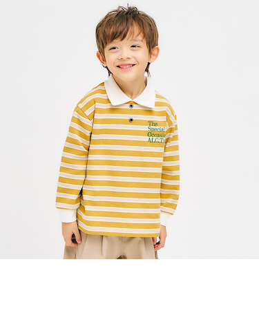 襟付きマルチボーダーTシャツ