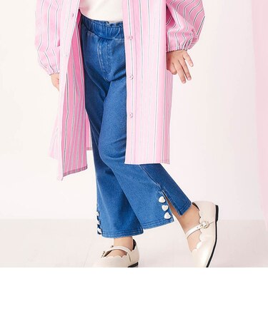 ハートボタンフレアパンツ  9分丈