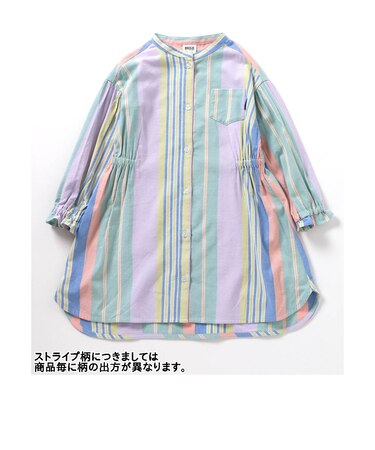SPRING カラーストライプシャツワンピ
