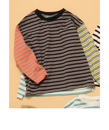 WEB限定  無地ボーダー長袖Tシャツ