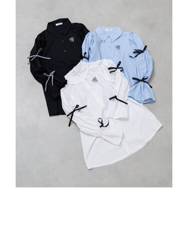 りぼんシャツミニワンピ