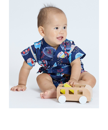 粋な総柄甚平ロンパス