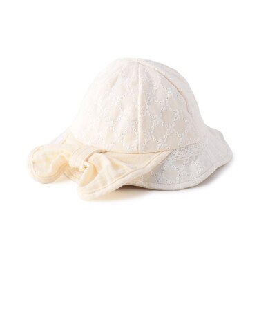ベビー リボン日よけ付きレースハット