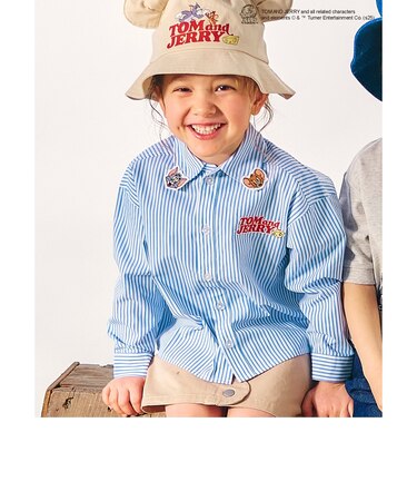 トムとジェリー 襟モチーフストライプシャツ