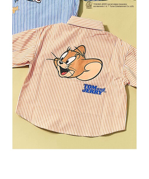 トムとジェリー 襟モチーフストライプシャツ