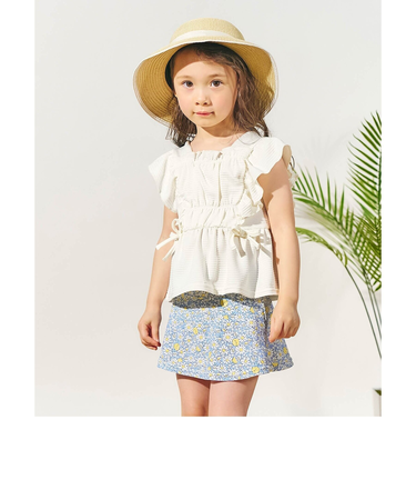 レモン・花柄シャーリングセパレート水着_UVカット