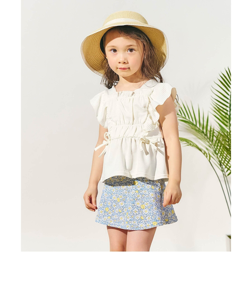 レモン・花柄シャーリングセパレート水着_UVカット