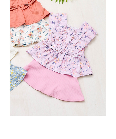 レモン・花柄シャーリングセパレート水着_UVカット