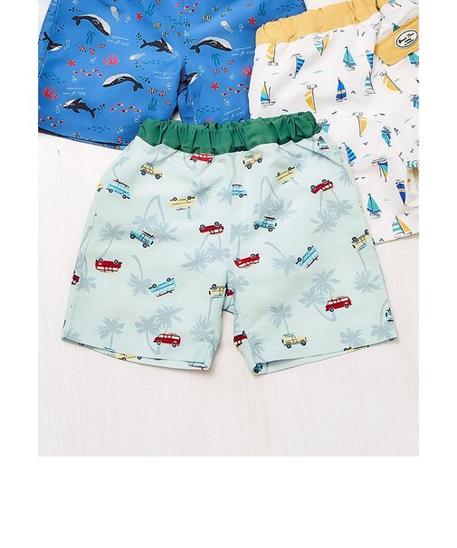 サファリカー・海モチーフ・ヨット柄トランクス水着_UVカット