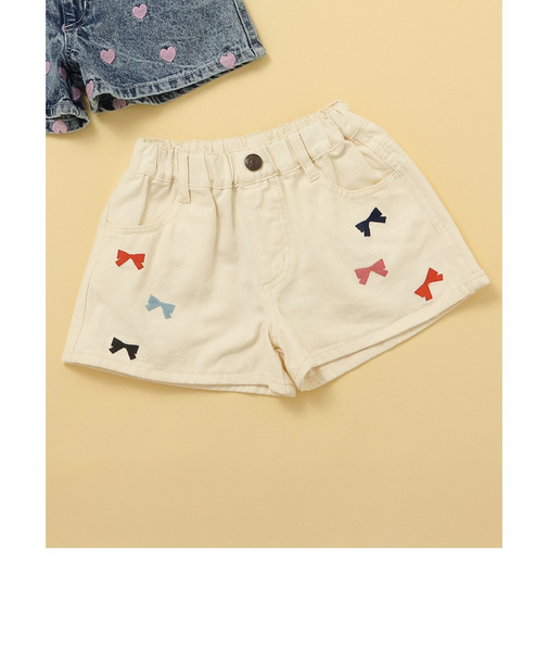 刺繍デニムショートパンツ