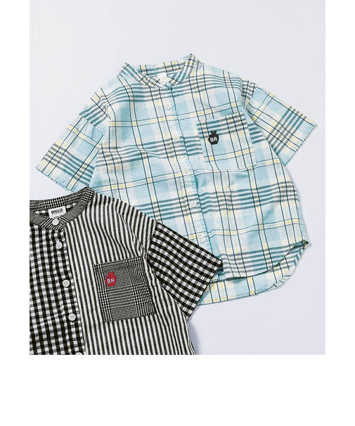 バンドカラー先染めシャツ