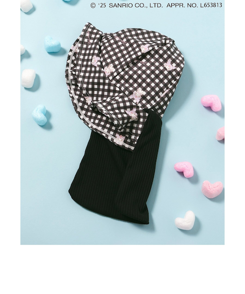 マイメロ クロミ ギンガムリボン日よけ付きスイムハット