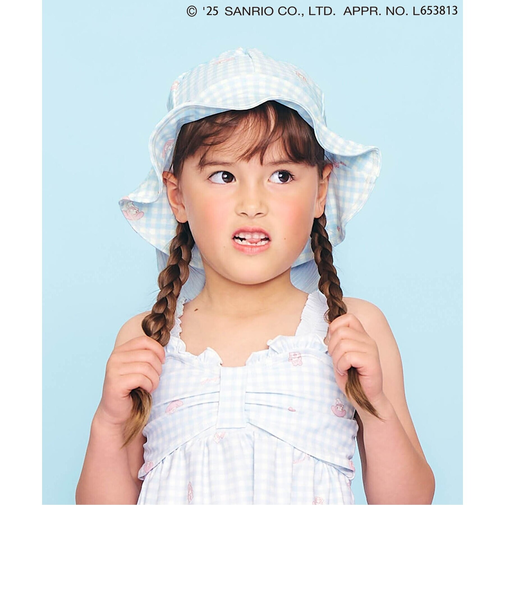 マイメロ クロミ ギンガムリボン日よけ付きスイムハット