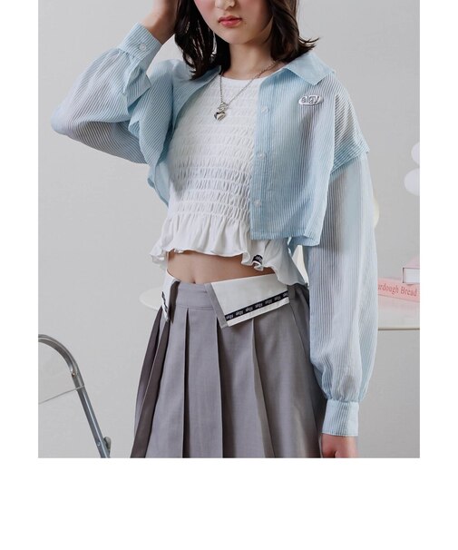 クロップドシアーシャツ