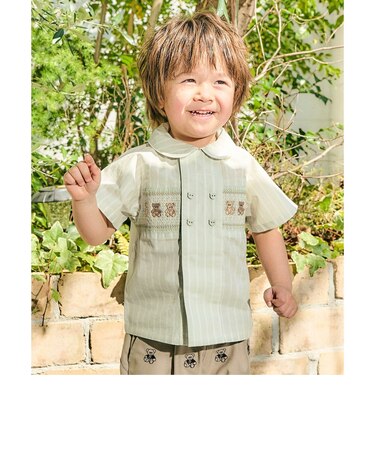 tiny bear スモッキング刺繍シャツ