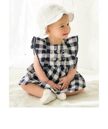 【リンク】ヨーク刺繍チェックロンパス