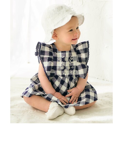 【リンク】ヨーク刺繍チェックロンパス