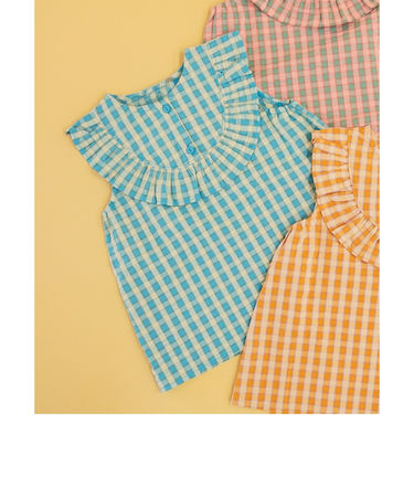 WEB限定 チェックフリルチュニック