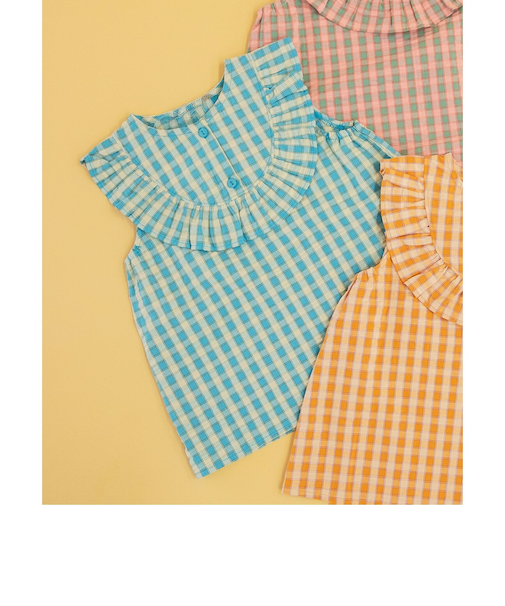 WEB限定 チェックフリルチュニック