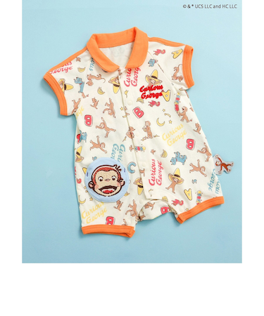 【おさるのジョージ】総柄ロンパス_接触冷感