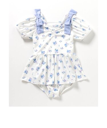 肩リボンパフスリーブワンピース水着