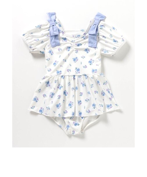 肩リボンパフスリーブワンピース水着