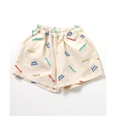 ロゴ刺繍ハーフパンツ  4分丈