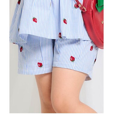 いちご・フラワー柄刺繍ショートパンツ  ショート丈