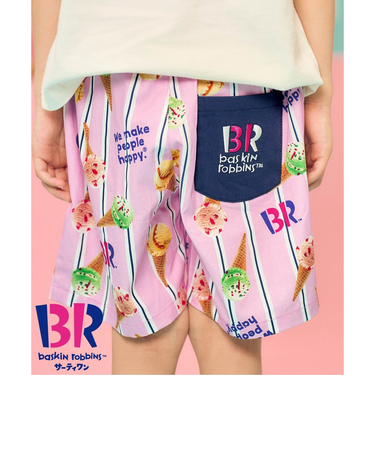 サーティワン デニム・ストライプハーフパンツ  4分丈