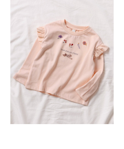 WEB限定 肩フリル フラワーモチーフTシャツ