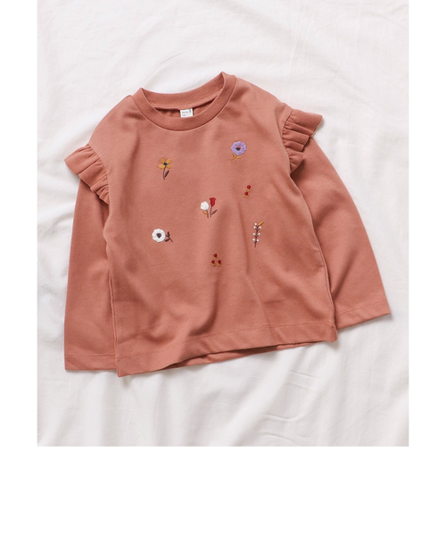 WEB限定 肩フリル フラワーモチーフTシャツ｜エフオーオンライン