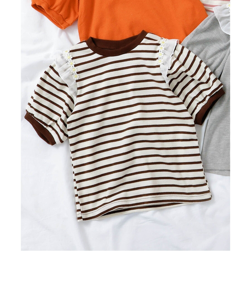 フリル　フラワー　肩だしカットソー　半袖 楽天市場】オープンショルダー トップス レディース 送料無料 シフォン