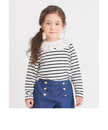 WEB限定 襟レースTシャツ/7days Style