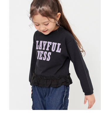 WEB限定 裾フリル長袖Tシャツ