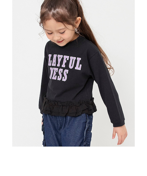 WEB限定 裾フリル長袖Tシャツ