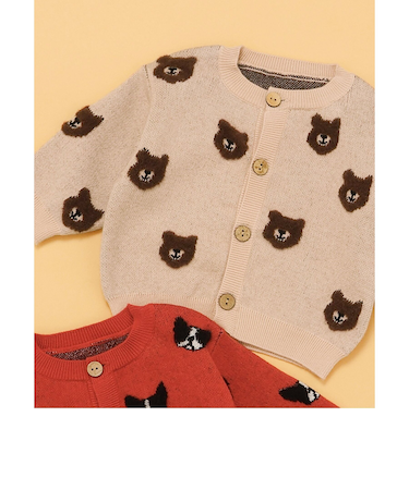 Bpop どうぶつジャガードカーデ